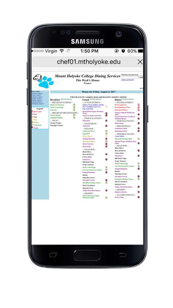 Mount Holyoke Menu Inner Page - Original